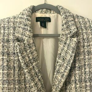Rachel Zoe Size 12 Blackk/white one button tweed Blazer